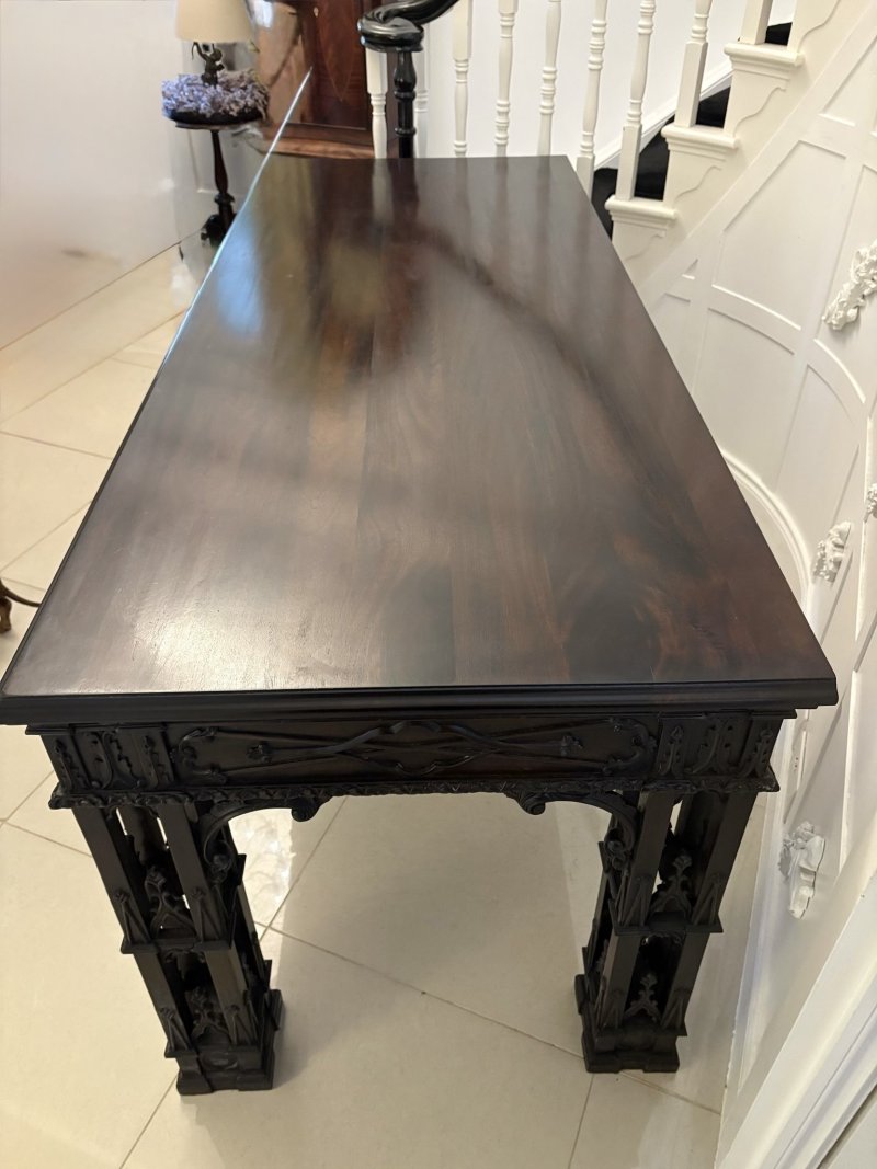 Large Antique Victorian Outstanding Quality Carved Mahogany Console Table in the Chinese Chippendale Manner - Image 7